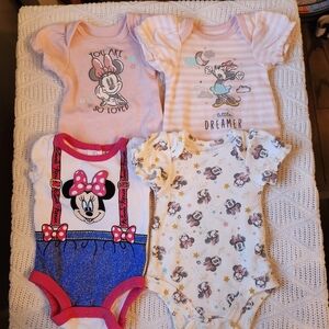 Disney Baby Minnie Mouse Girl Bodysuit Bundle Newborn
